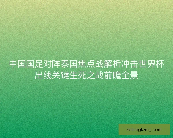 中国国足对阵泰国焦点战解析冲击世界杯出线关键生死之战前瞻全景